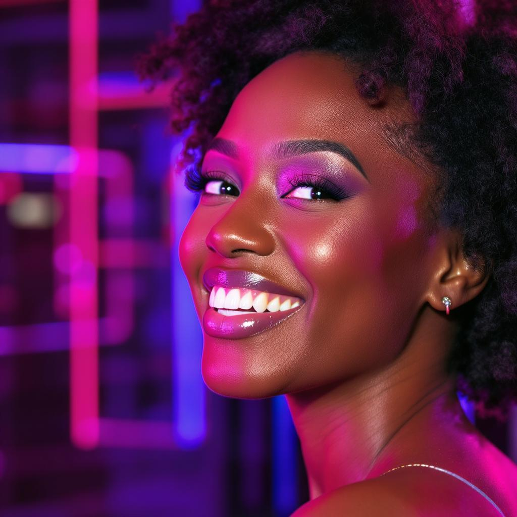 woman smiling head turned facing slightly left