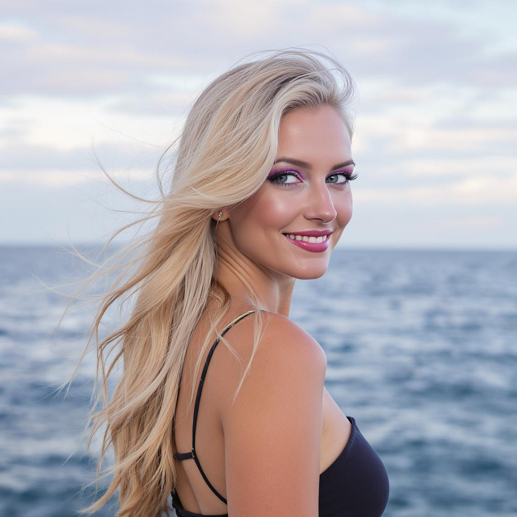 Blonde woman at the beach