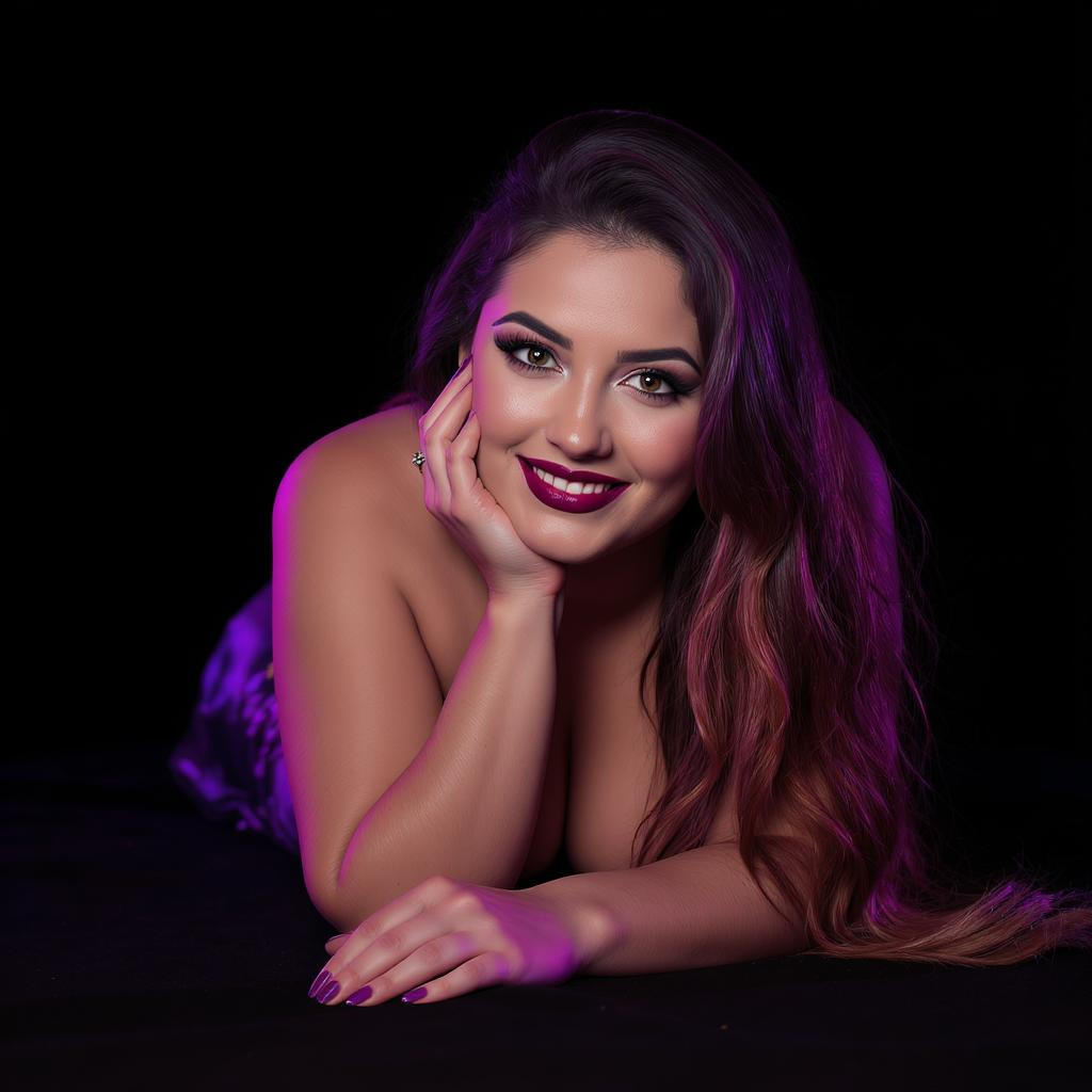 Woman smiling on her stomach