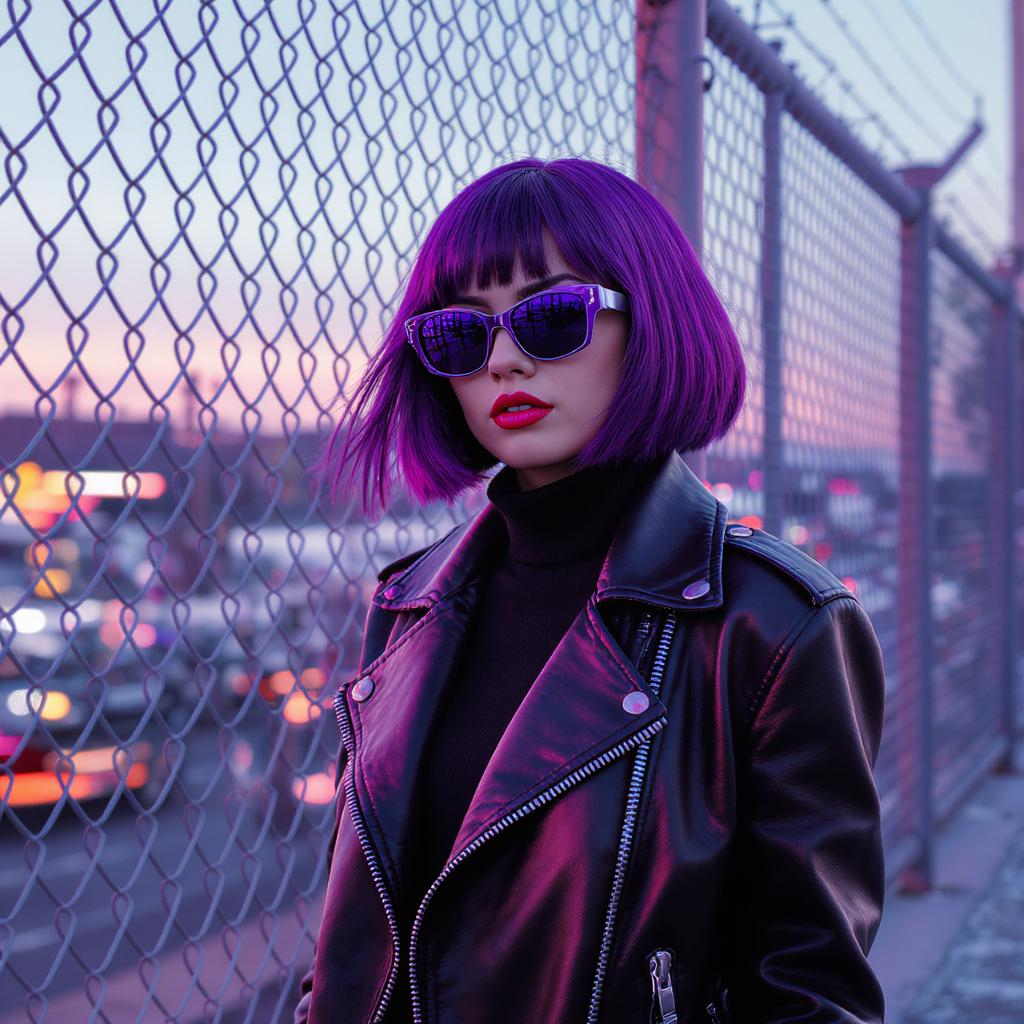Woman walking along a fence